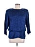 Assorted Brands 100% Silk Hearts Blue 3/4 Sleeve Silk Top Size 10 - photo 1