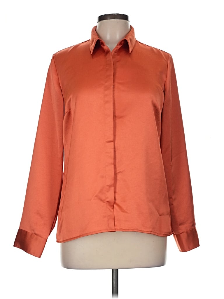 Pre-owned Express Long Sleeve Blouse In Orange