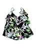 Aqua Green Tropical Black Swimsuit Top Size L - photo 1
