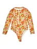 Unbranded Floral Orange Rash Guard Size S - photo 1