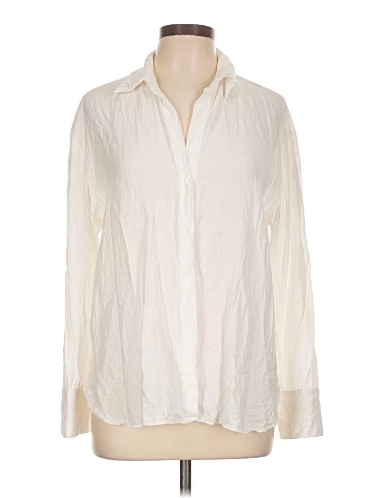 Pre-owned Mng Long Sleeve Blouse In Ivory