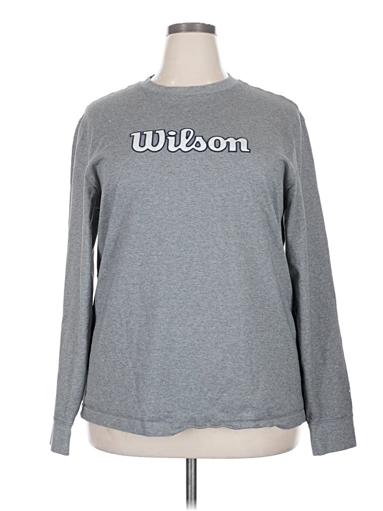 Pre-owned Wilson Long Sleeve T-shirt In Gray