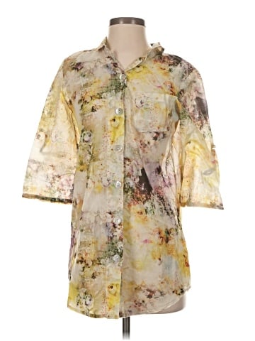 Sugar 3/4 Sleeve Button-Down Shirt (view 1)