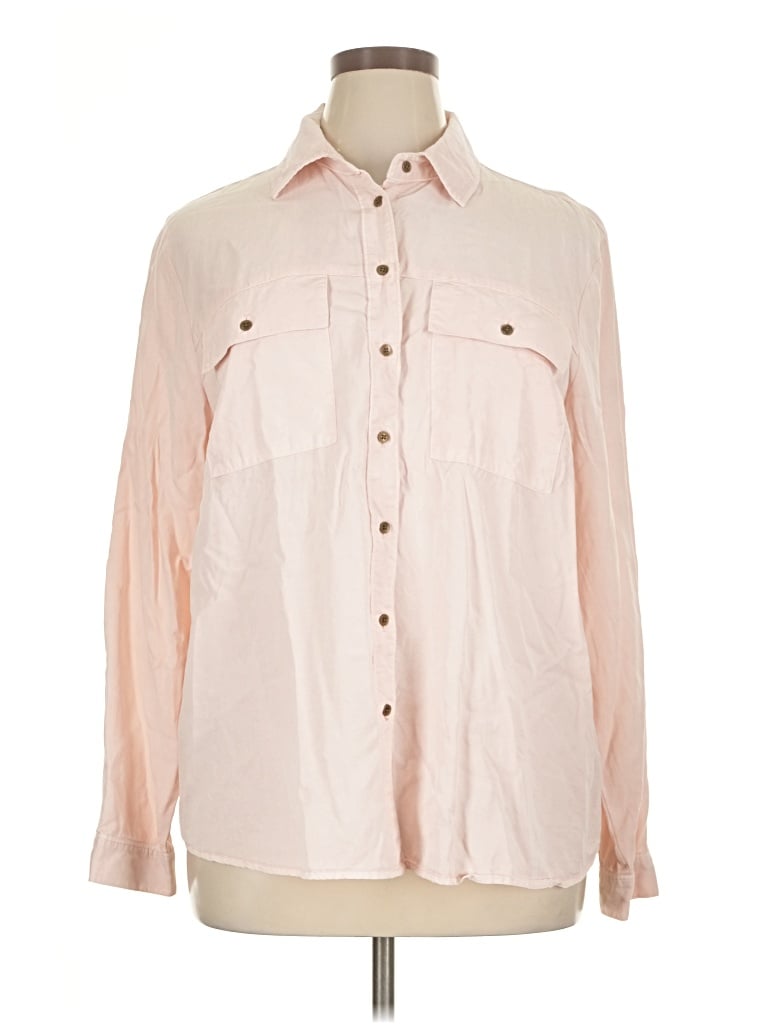 Pre-owned Lane Bryant Long Sleeve Button Down Shirt In Pink