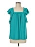 Meadow Rue 100% Polyester Teal Short Sleeve Blouse Size 6 - photo 1