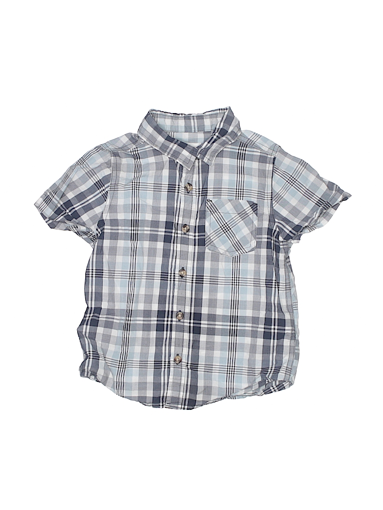 Joe Fresh 100% Cotton Light Blue Short Sleeve Button-Down Shirt Size 4 - photo 1