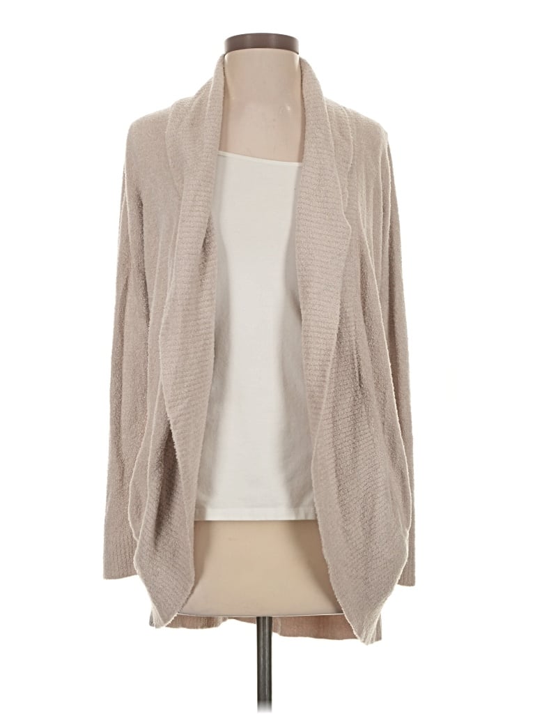 Pre-owned Barefoot Dreams Cozychic Lite Cardigan Sweater In Tan