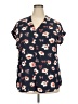 Pleione 100% Polyester Floral Blue Short Sleeve Blouse Size XXL - photo 1