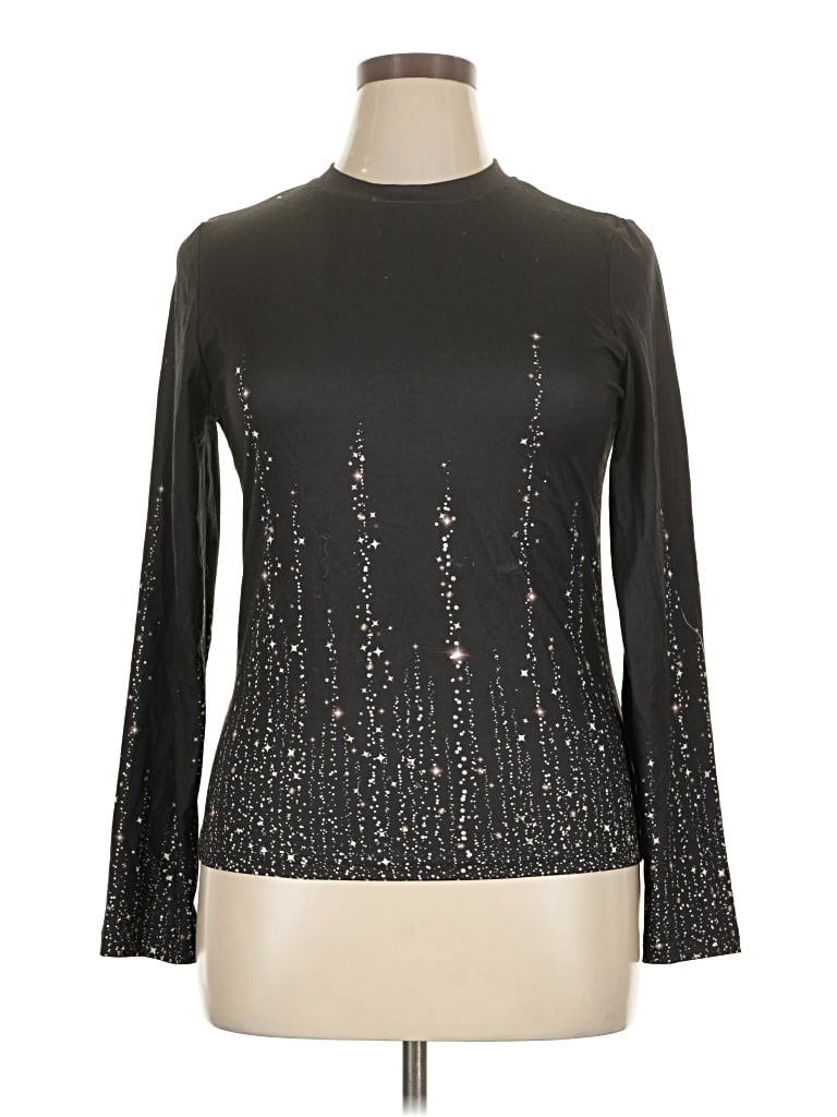 Pre-owned Shein Long Sleeve Top Black Mock Neckline Tops