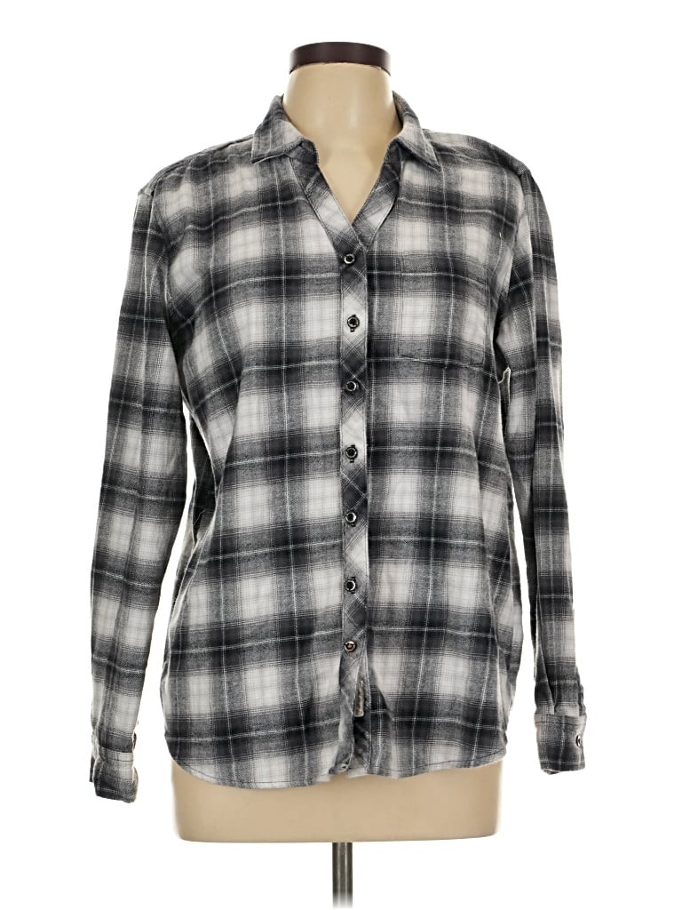 Pre-owned Weatherproof Long Sleeve Button Down Shirt In Gray