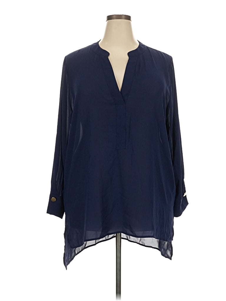 Pre-owned Eloquii 3/4 Sleeve Blouse In Blue