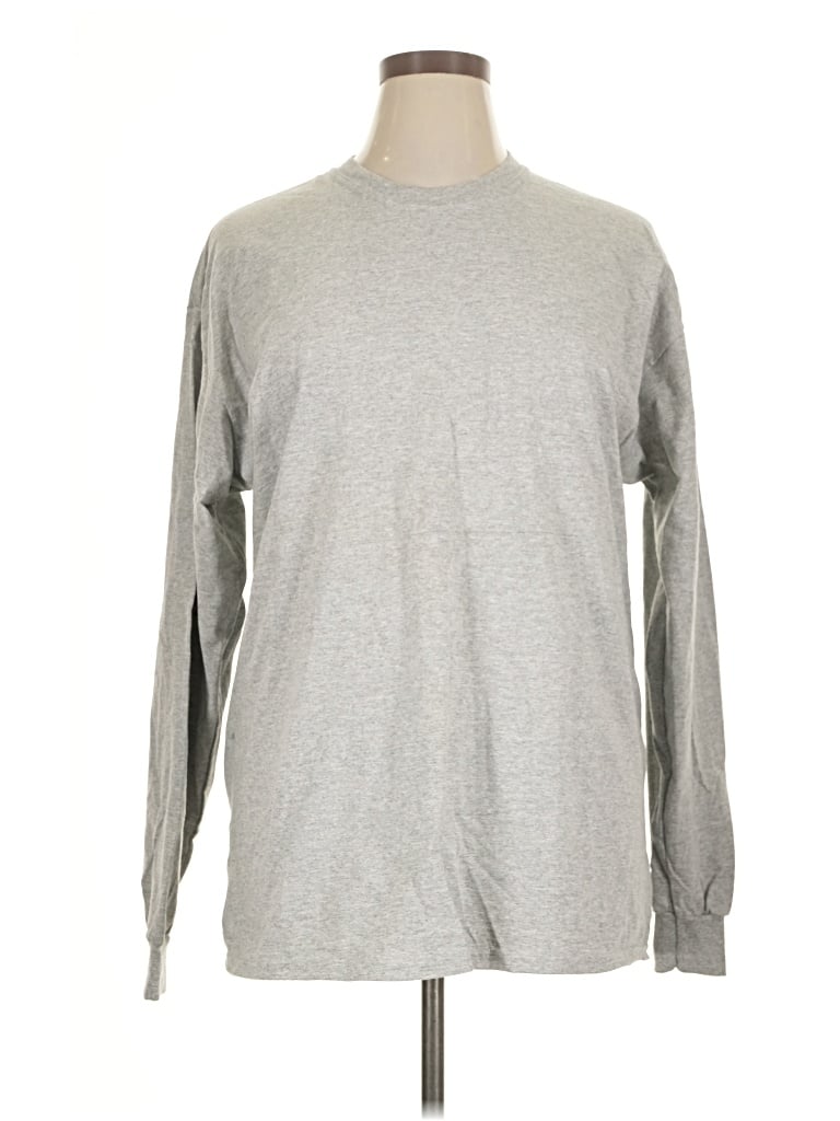 Pre-owned Gildan Long Sleeve T-shirt In Gray