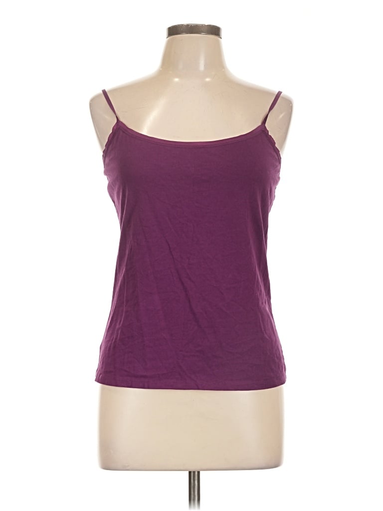 Pre-owned Ann Taylor Tank Top Purple Solid Pattern Open Neckline Tops
