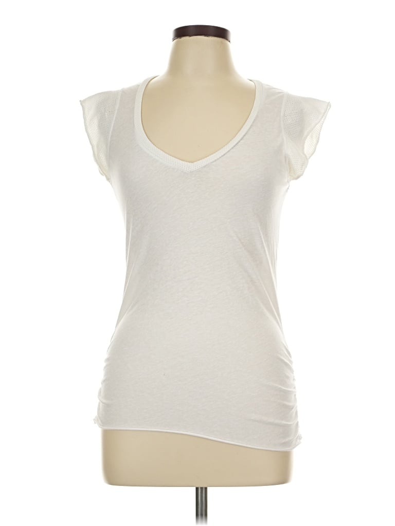 Pre-owned Splendid Short Sleeve Top Ivory Scoop Neck Tops