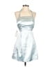 Unbranded 100% Polyester Metallic Silver Blue Cocktail Dress Size 2 - photo 1