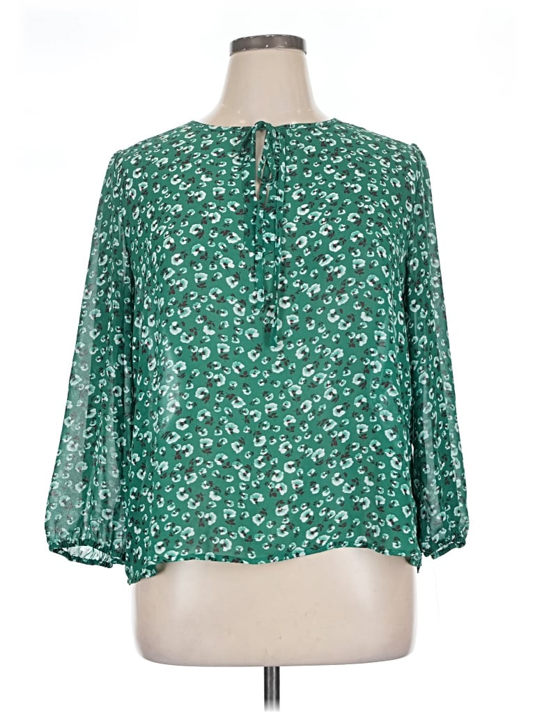Pre-owned Fun2fun 3/4 Sleeve Blouse In Green