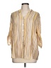 Ruby Rd. Stripes Yellow 3/4 Sleeve Button-Down Shirt Size L - photo 1