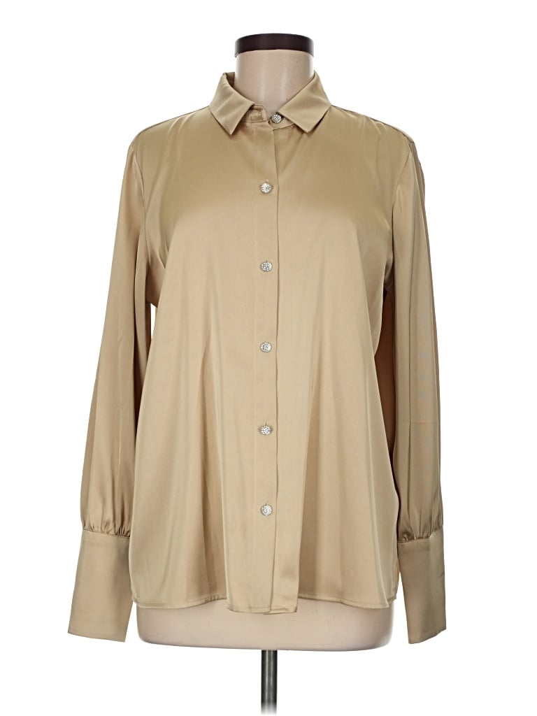 Pre-owned Unbranded Long Sleeve Blouse In Tan