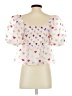 Buddy Love 100% Polyester Hearts White Short Sleeve Blouse Size XS - photo 2
