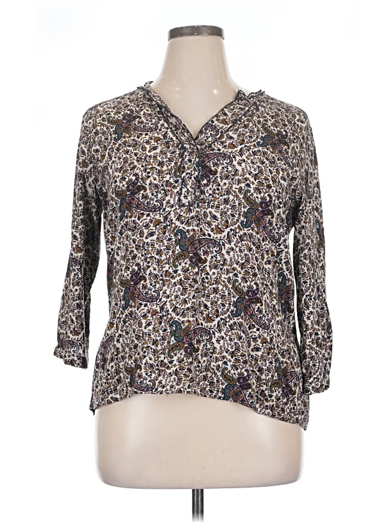 Pre-owned Zara Basic 3/4 Sleeve Blouse In Gray