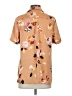 DR2 100% Polyester Floral Tan Short Sleeve Blouse Size S - photo 2