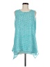 Fever 100% Polyester Graphic Teal Sleeveless Blouse Size M - photo 1