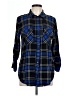 Sanctuary 100% Rayon Plaid Blue 3/4 Sleeve Button-Down Shirt Size L - photo 1