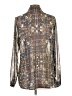 CAbi Print Silver Long Sleeve Button-Down Shirt Size L - photo 2