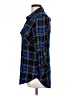 Sanctuary 100% Rayon Plaid Blue 3/4 Sleeve Button-Down Shirt Size L - photo 5