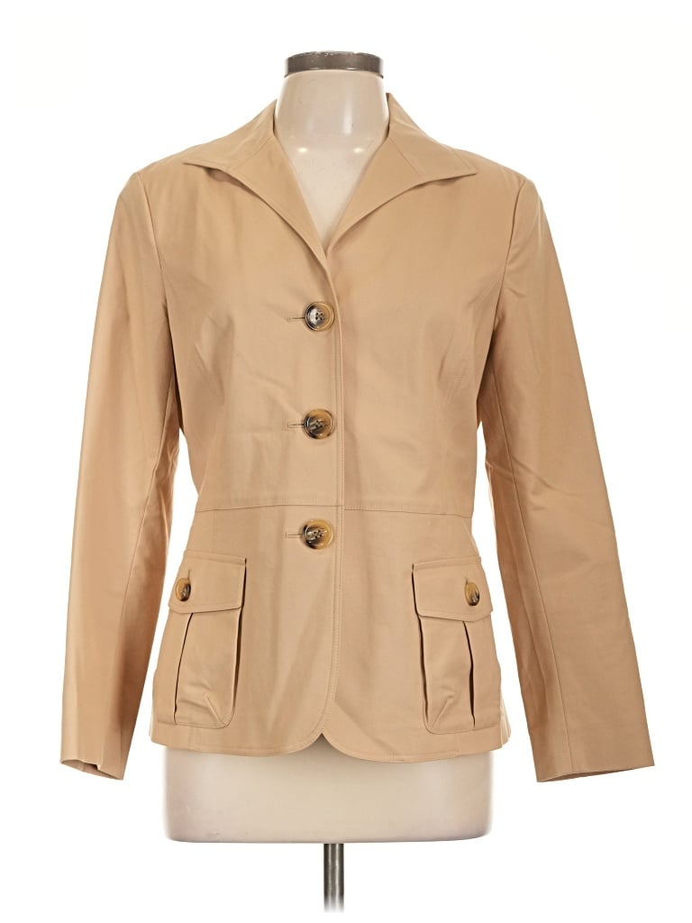 Pre-owned Lafayette 148 Blazer Jacket In Tan