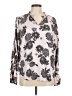 Ann Taylor 100% Polyester Floral Silver Long Sleeve Blouse Size M - photo 1