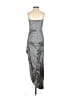 Jessica McClintock 100% Polyester Metallic Silver Cocktail Dress Size 2 - photo 2
