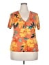 Daniel Rainn Floral Orange Short Sleeve Blouse Size XXL - photo 1