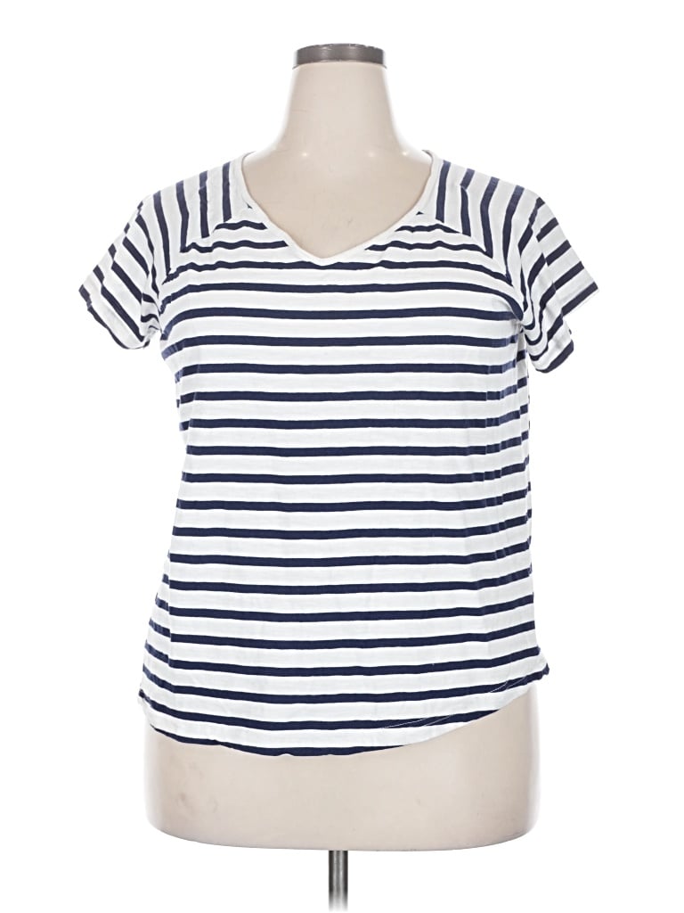 Pre-owned Ellos Short Sleeve Top White Scoop Neck Tops