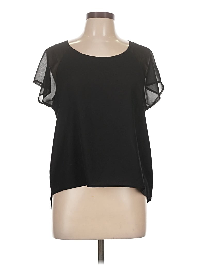 Pre-owned Xxi Short Sleeve Top Black Scoop Neck Tops