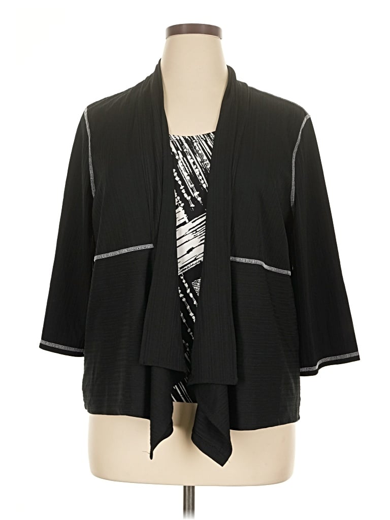 Pre-owned Alfred Dunner Kimono In Black