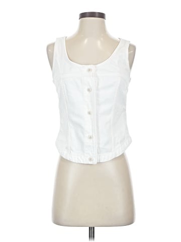 Madewell Denim Button-Front Top in Tile White (view 1)