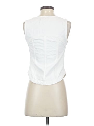 Madewell Denim Button-Front Top in Tile White (view 2)