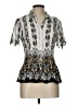 DressBarn 100% Polyester Silver Short Sleeve Blouse Size L (petite) - photo 1