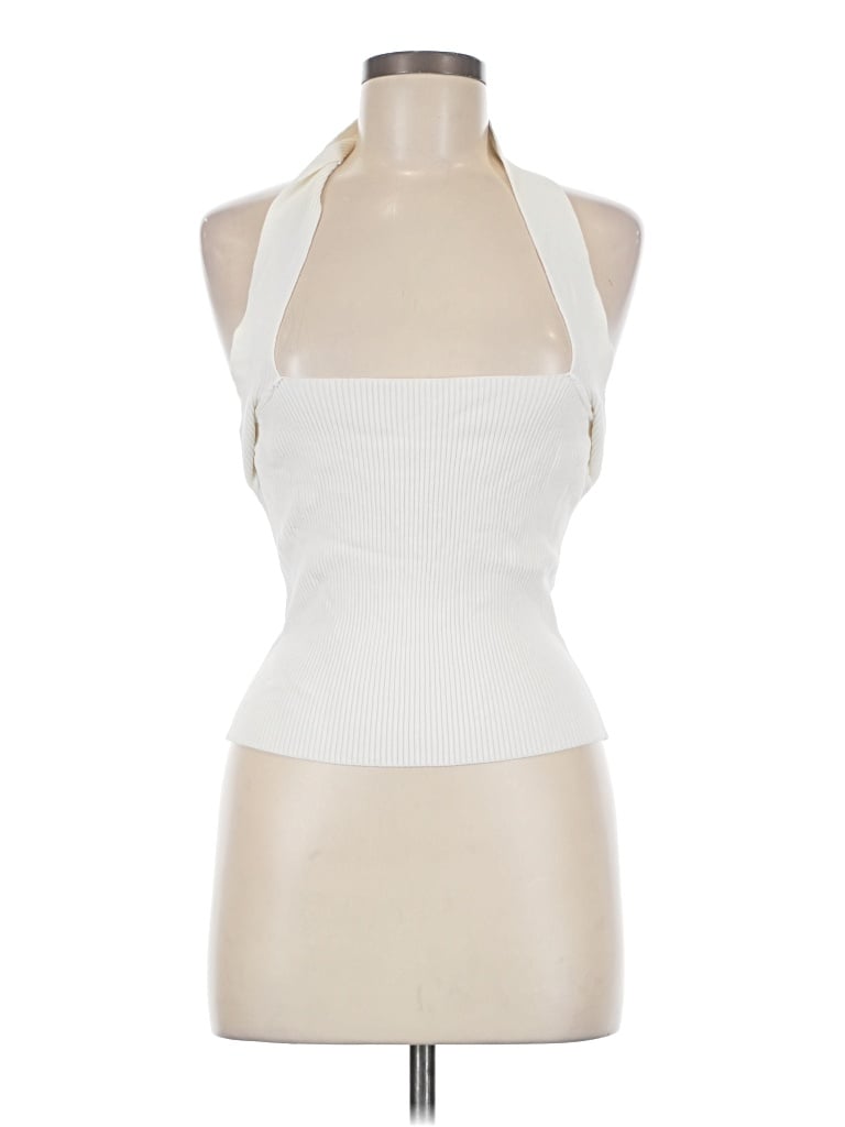 Pre-owned Nbd Sleeveless Top Ivory Halter Neckline Tops