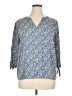 Adrienne Vittadini 100% Rayon Blue 3/4 Sleeve Blouse Size 1X - photo 1