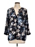 Lila Rose Floral Black 3/4 Sleeve Blouse Size L - photo 1