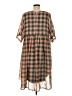 Listicle 100% Polyester Plaid Brown Casual Dress Size L - photo 2