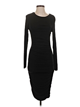 long black women's dress La Femme Long Sleeve Curvy Prom Dress With Ruching - Black main image 0