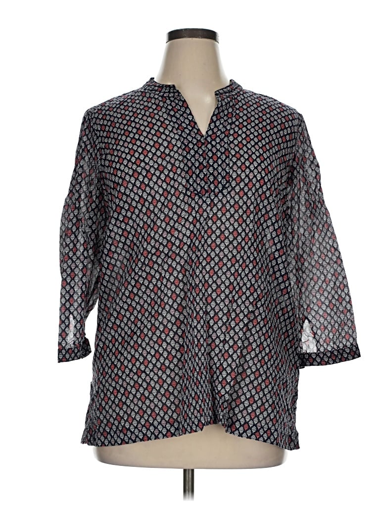 Pre-owned Talbots 3/4 Sleeve Button Down Shirt In Gray
