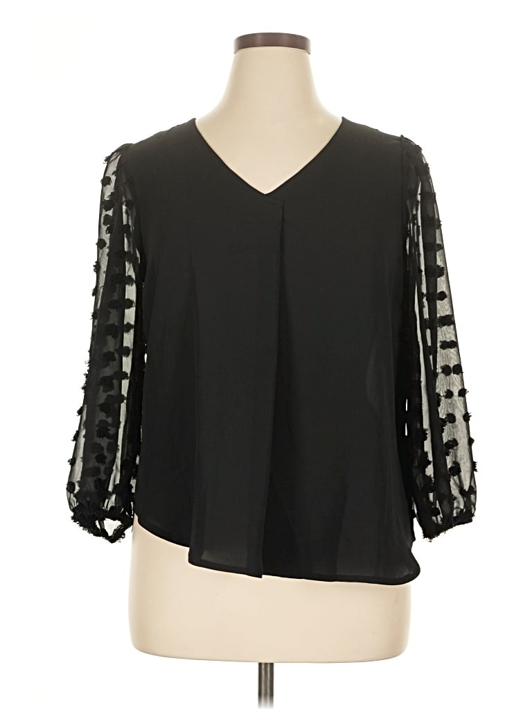 Pre-owned Ny Collection 3/4 Sleeve Blouse In Black