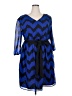 Indulge 100% Polyester Chevron-herringbone Blue Casual Dress Size 2X - photo 1
