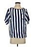 Tucker 100% Silk Stripes Blue Short Sleeve Silk Top Size S - photo 1