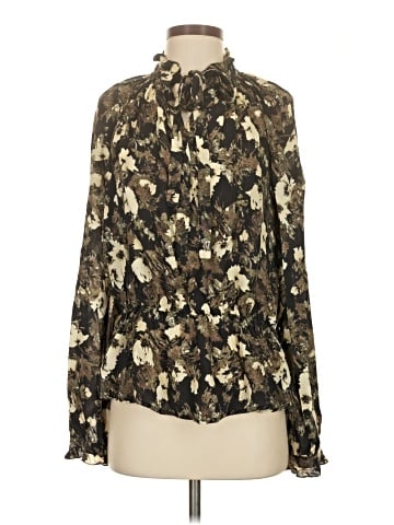 Elizabeth and James Long Sleeve Silk Top (view 1)