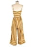 Everly 100% Polyester Stripes Yellow Jumpsuit Size S - photo 2